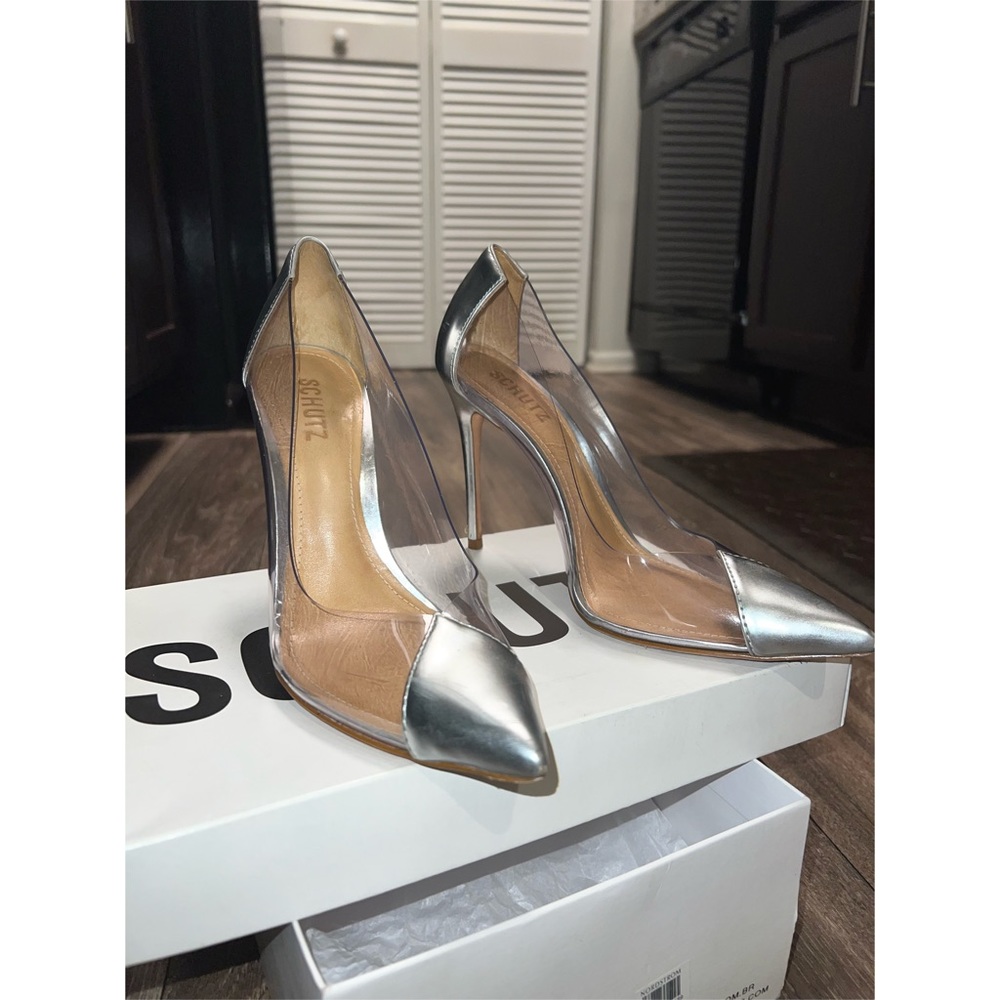 Schutz Vinyl Pointed Toe Heels